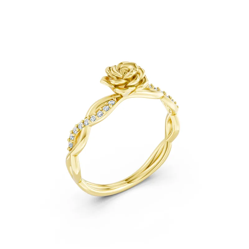 18K Gold Diamond Engagement Ring (R291 Dual color) – Rings by Ivanka & Co