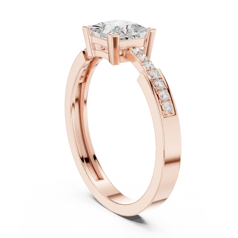 18K Gold Princess Diamond Pavé Ring – 0.784 ct (HLR-256) – Rings by Ivanka & Co