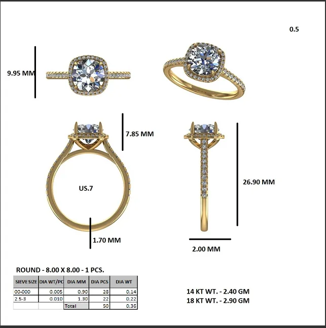 18K Gold Diamond Engagement Ring (05) – Rings by Ivanka & Co